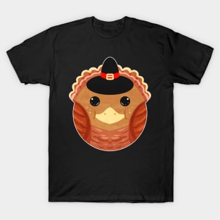 Circle Round Turkey With Pilgrims Hat For Thanksgiving T-Shirt